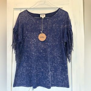 Bibi Blue Fringed Tee